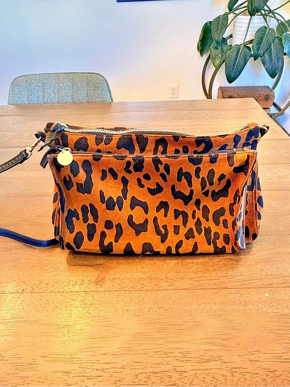 Clare V. Leopard Print Crossbody Bag in Brown & Black